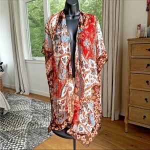 Rachel Rachel Roy Women’s Paisley Kimono Duster Cover-Up OS Colorful Boho Beach